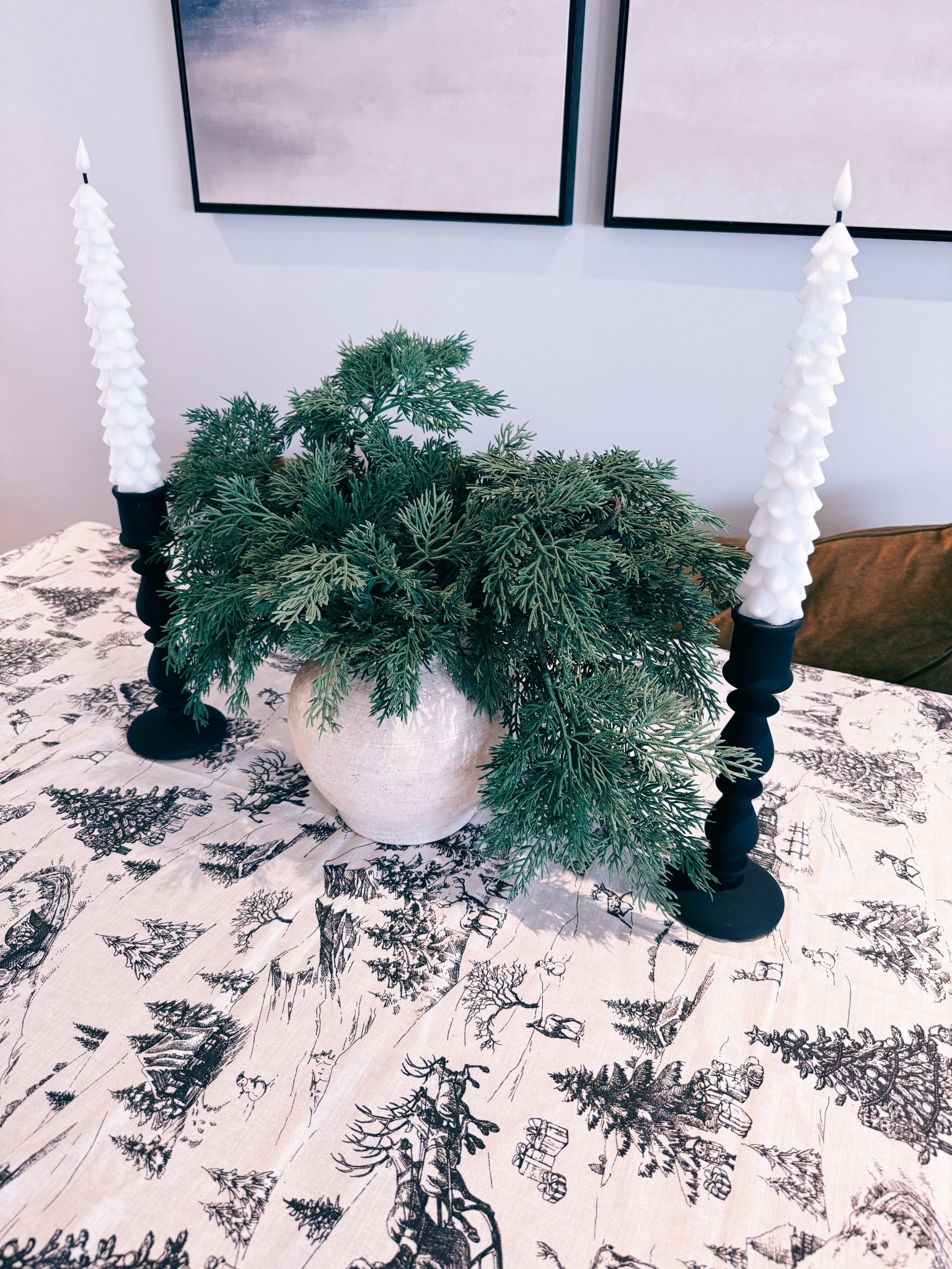 Christmas decor | Christmas table decor | Christmas centerpiece | Christmas candles | Christmas greenery | Christmas tree candles | battery operated Christmas tree candles

#LTKHome #LTKSeasonal