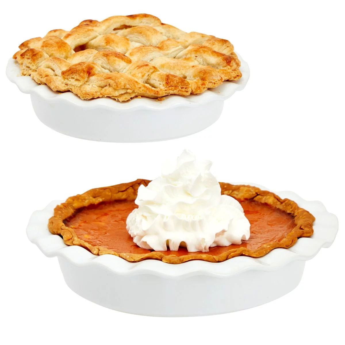 Set of 2 White Ceramic Pie Pans Dishes for Baking and Kitchen Accessories, 2 Sizes, 12 and 32 oz. | Walmart (US)