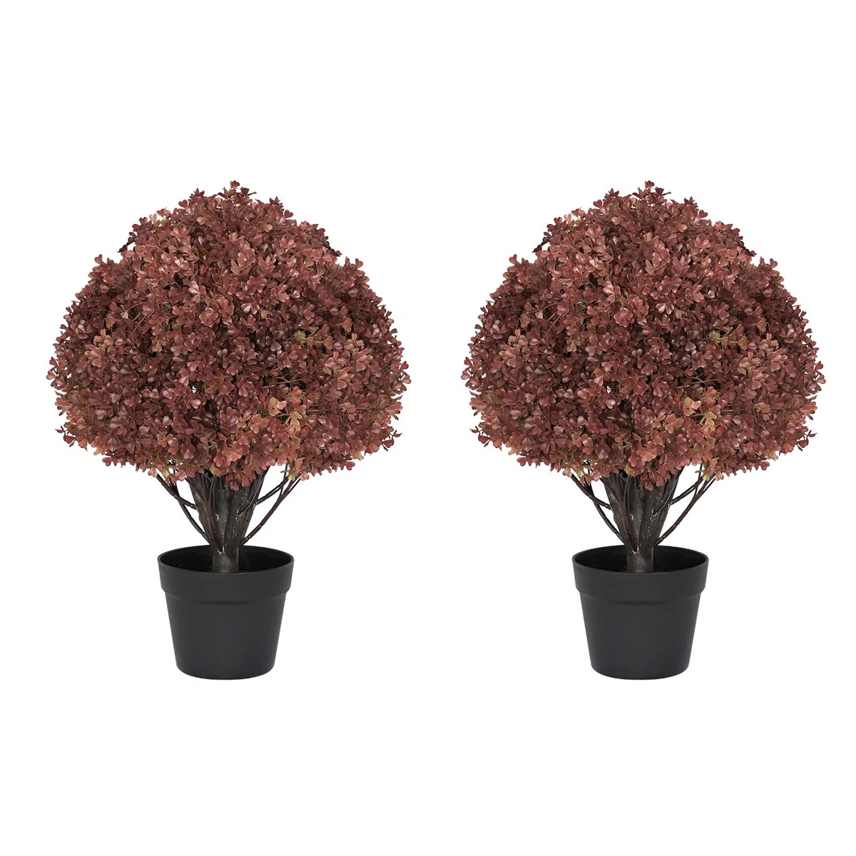 24" Artificial Fall Autumn Outdoor Topiary Ball Tree Potted Plants (Set of 2) | Wayfair North America