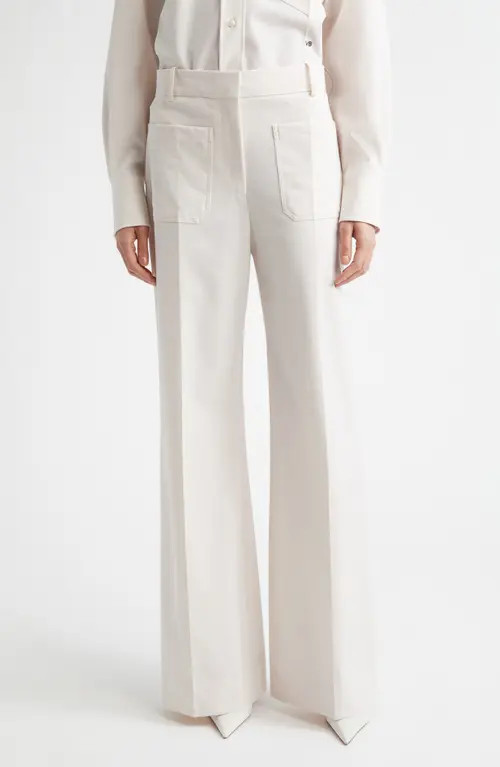 Victoria Beckham Alina High Waist Stretch Flare Leg Pants in Bone at Nordstrom, Size 8 Us | Nordstrom