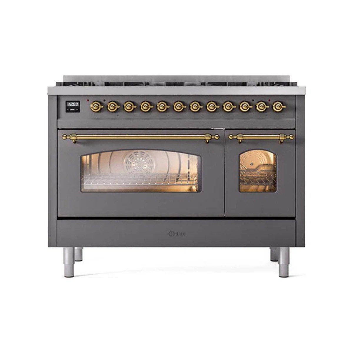 ILVE Nostalgie II Series 48 inch Dual Fuel Range with 6 Black Brass Burners (Limited Edition) (Gl... | Wayfair North America