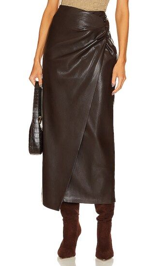 Marcha Leather Maxi Skirt in Coffee Ground | Revolve Clothing (Global)