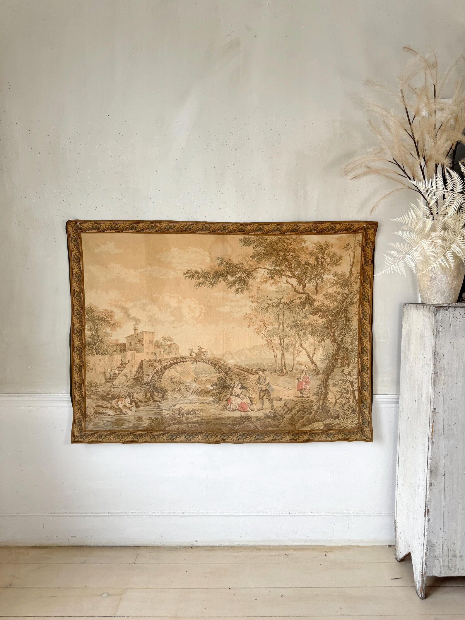 57x41 Vintage French Verdure Antique Tapestry Wall Hanging Art Castle Castlecore Shabby Cottage F... | Etsy (US)