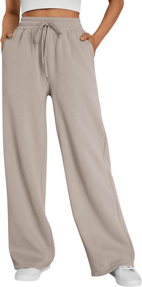 Trendy Queen Womens Wide Leg Fleece Lined Sweatpants Winter Baggy Lounge Travel Pants Fashion Out... | Amazon (US)