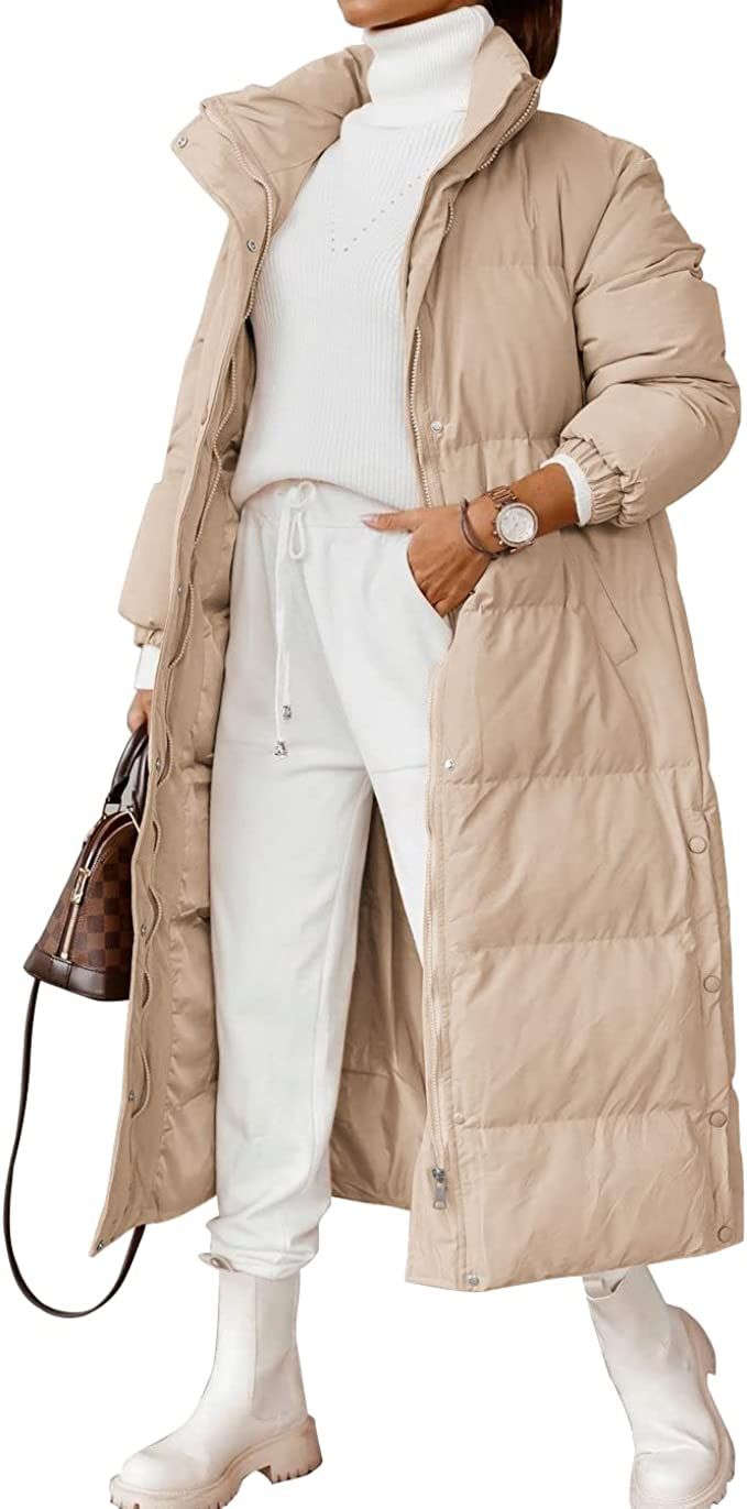 Zwurew Women's Long Quilted Coat Maxi Length Winter Thickened Puffer Jacket Baggy Zip Down Outwea... | Amazon (US)