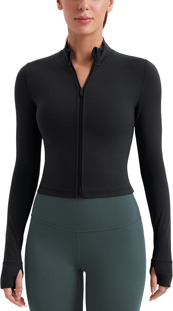 CRZ YOGA Womens Butterluxe Full Zip Cropped Workout Jacket Slim Fit Lightweight Athletic Yoga Top... | Amazon (US)