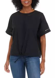 Women's Tie Waist Stretch Poplin Woven Shirt | Belk