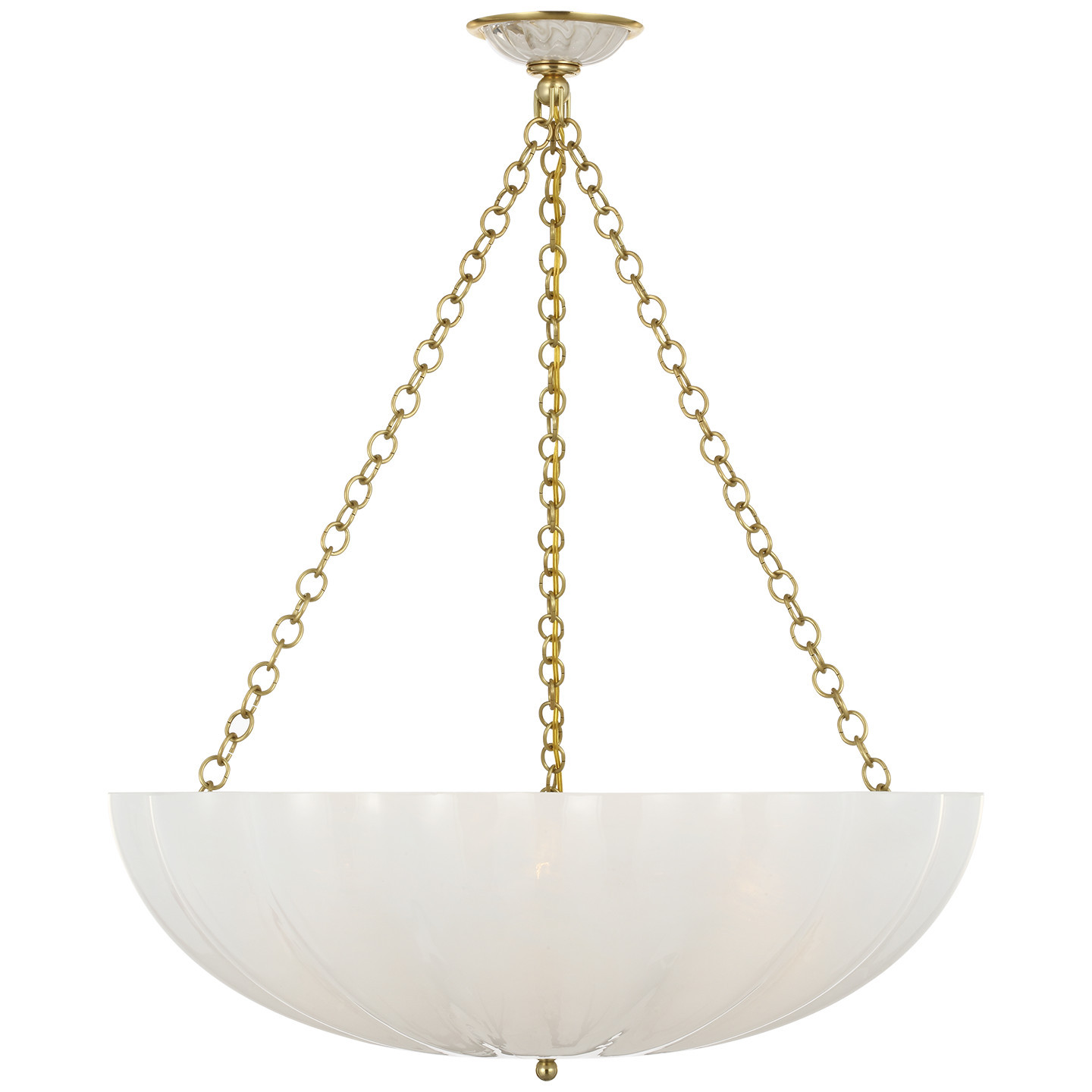 Rosehill 28" Bowl Chandelier in Hand-Rubbed Antique Brass with White Strie Glass Open BoxVisual Comfort | Visual Comfort