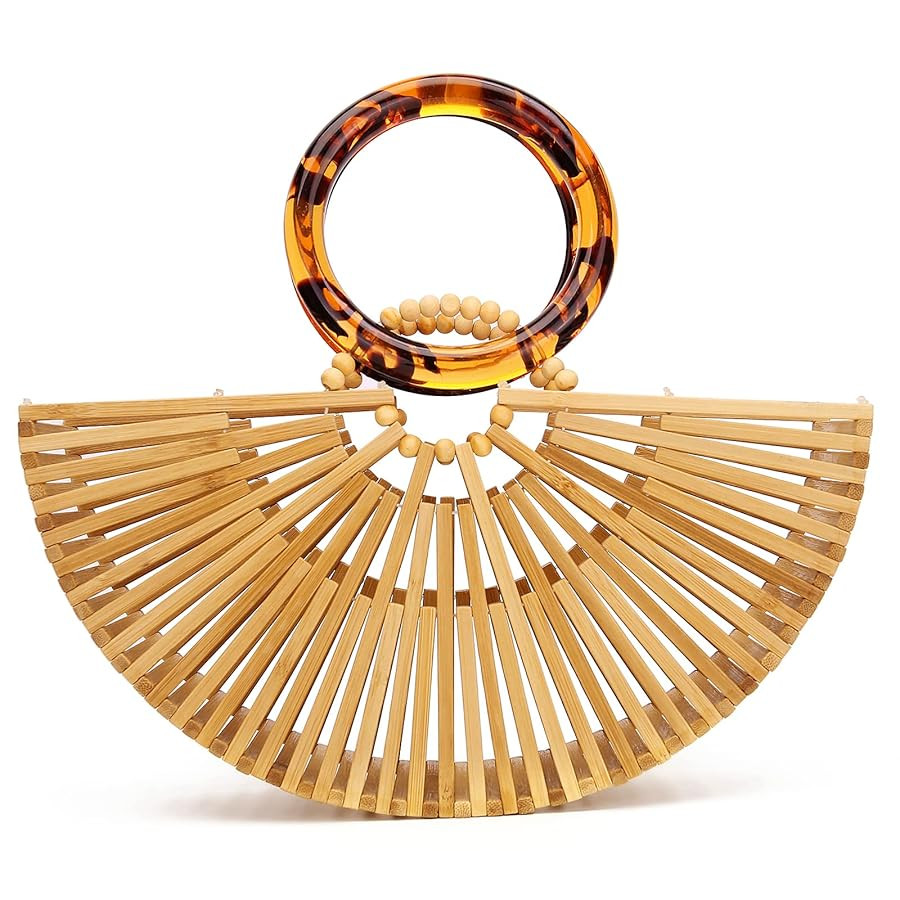 Miuco Womens Bamboo Handbags Handmade Purses Tote Bag | Amazon (US)