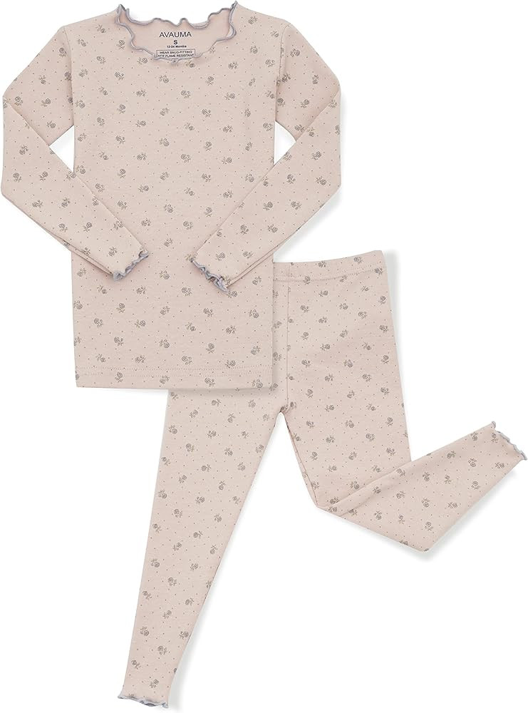 AVAUMA Baby Boy Girl Pajama Set 6M-7T Kids Cute Toddler Snug fit Flower Pattern Design Pjs Cotton Sl | Amazon (US)