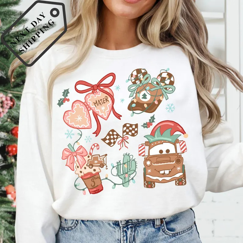 Comfort Color® Disney Tow Mater Christmas Shirt, Disney Cars Shirt, Disney Pixar Characters Tee,... | Etsy (US)