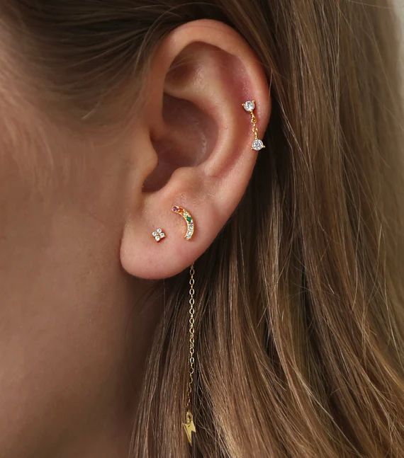 Dainty drop stud earrings - Tiny cz earrings - Cz stud earrrings  - Gold stud earrings - Silver s... | Etsy (US)