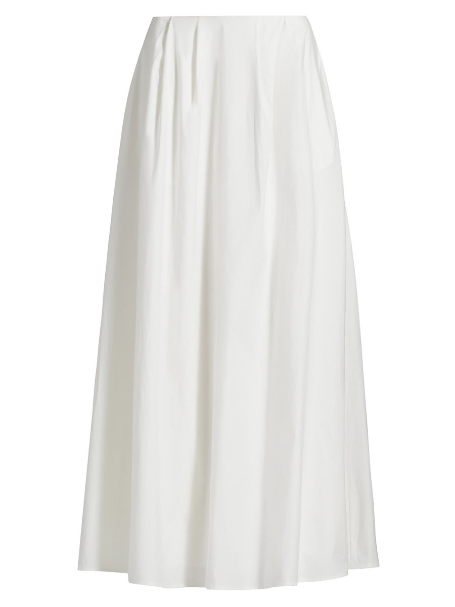 Women's Lucy Pleated Stretch Cotton A-Line Maxi Skirt - White - Size 0 | Saks Fifth Avenue