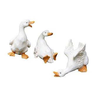 3-Piece Outdoor Resin Duck/Goose Statues-Front Porch/Garden Decor (Faux Wood) ENHD20105 - The Hom... | The Home Depot