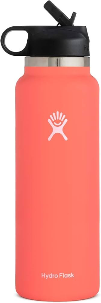 Hydro Flask Water Bottle - Wide Mouth Straw Lid 2.0 - 40 oz, Hibiscus | Amazon (US)