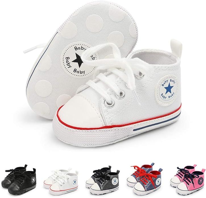 Meckior Infant Baby Boys Girls Canvas Sneakers High Top Lace up Crib Casual Shoes Newborn First W... | Amazon (US)