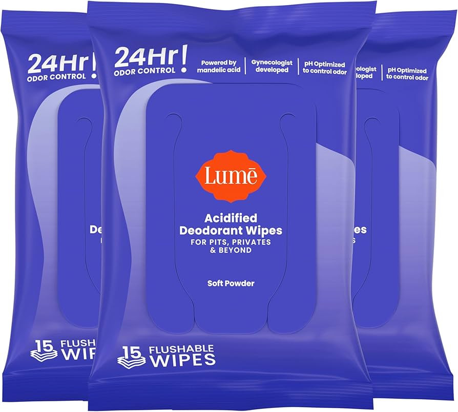 Lume Acidified Deodorant Wipes - 24 Hour Odor Control - Whole Body Deodorant Wipes - Aluminum Fre... | Amazon (US)