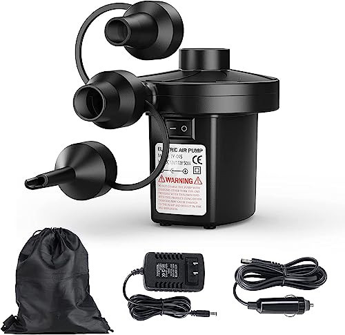 Electric Air Pump for Inflatables,Portable Quick-Fill Air Pump with 3 Nozzles,110V AC/12V DC,Inflator & Deflator Pumps for Outdoor Camping,Air Mattress Beds,Boats,Inflatable Cushion,Couch,Pool Floats | Amazon (US)