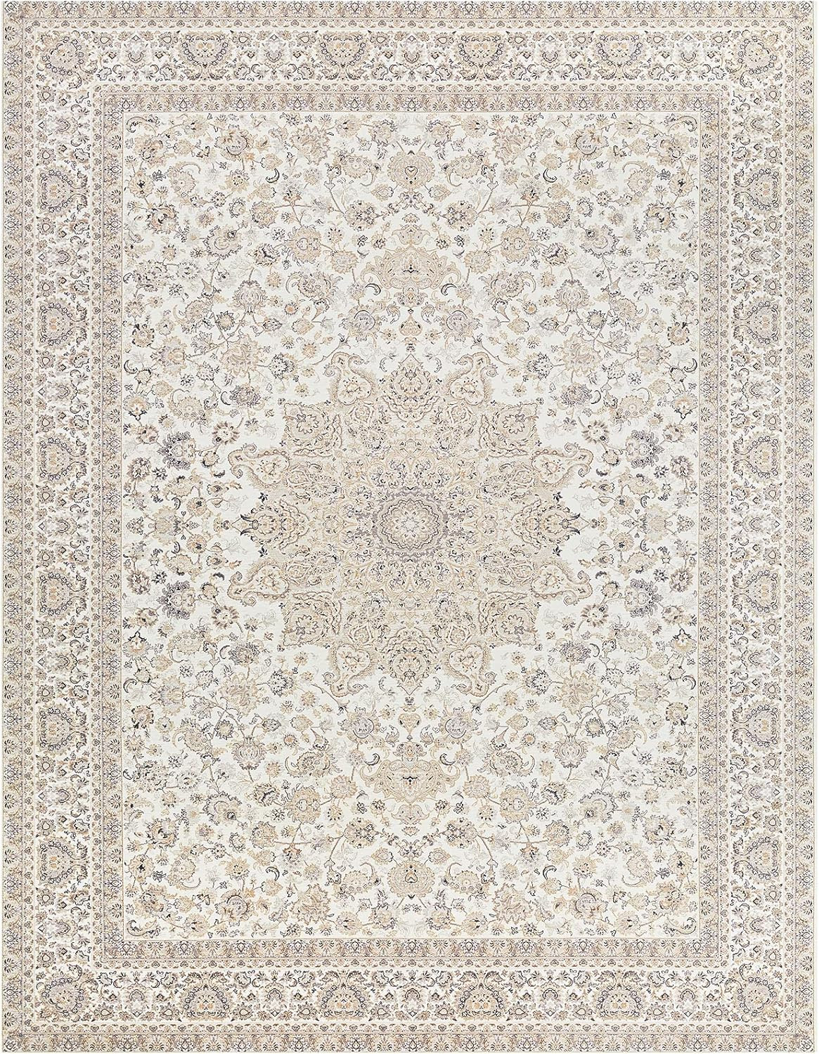 Area Rug Living Room Rugs: 8x10 Oriental Persian Floral Distressed Carpet Large Machine Washable ... | Amazon (US)