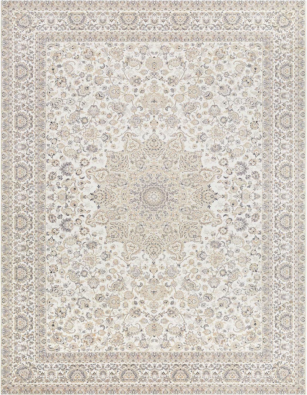 Area Rug Living Room Rugs: 8x10 Oriental Persian Floral Distressed Carpet Large Machine Washable ... | Amazon (US)