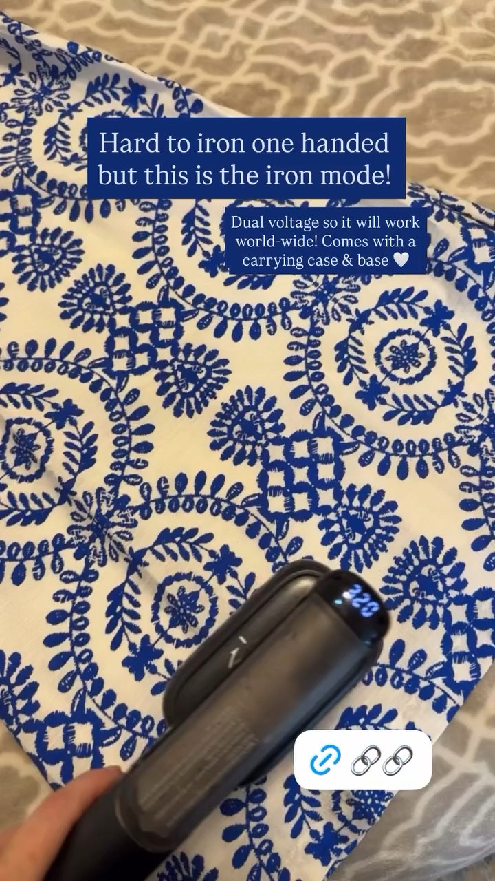 Hard to iron one handed but this is the iron mode! Dual voltage so it will work world-wide! Comes with a carrying case & base 🤍

#LTKWedding #LTKHome #LTKTravel