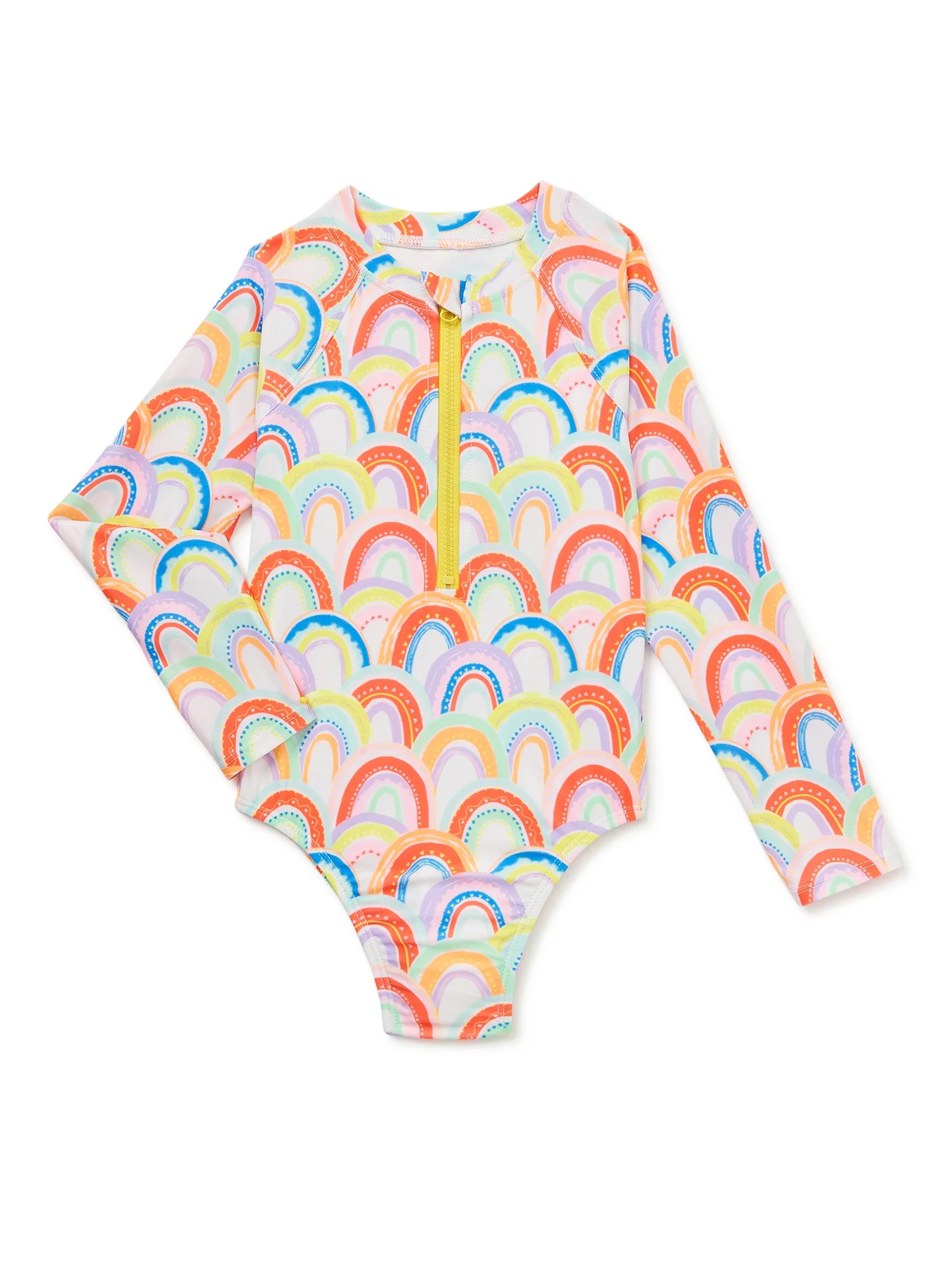 Wonder Nation Baby and Toddler Girl One-Piece Rash Guard Swimsuit, Sizes 12M-5T | Walmart (US)