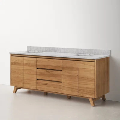 Coventry 72" Double Bathroom Vanity with Carrara Marble Top | Wayfair North America