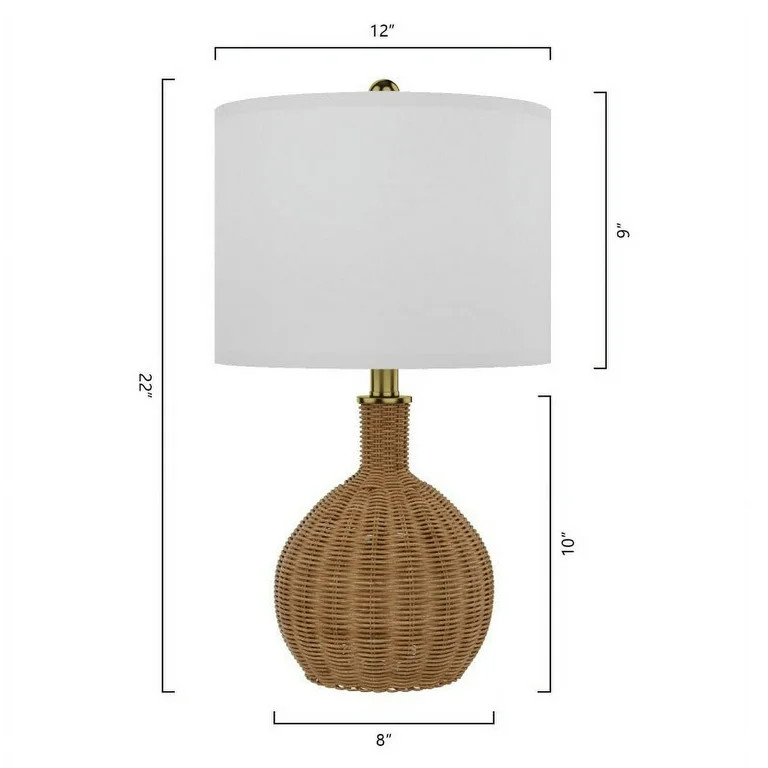 Maxax 22" Coastal Boho Rattan Table Lamps Set of 2, Natural Woven Bedside Lamps with White Shades... | Walmart (US)