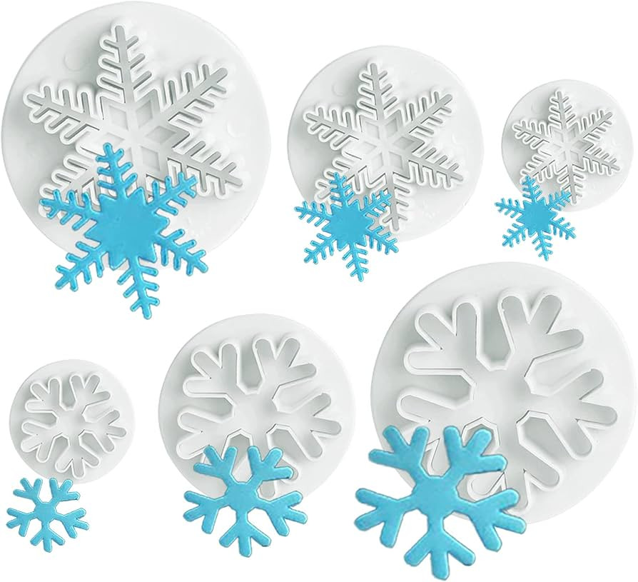 ilauke 6PCS Snowflake Cookie Cutters Decorating Fondant Embossing Tool Christmas Cookie Cutters S... | Amazon (US)