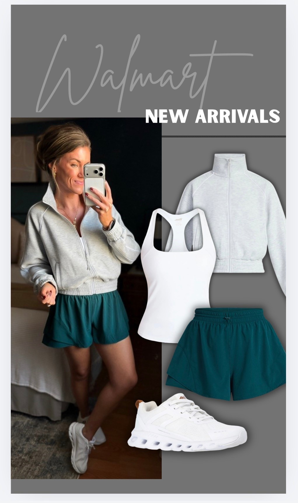 Walmart new arrivals. Activewear of my dreams. 
Jacket/ small
Tank/medium
Shorts/ medium
Shoes/ size down if between 

#LTKSeasonal #LTKActive #LTKootd