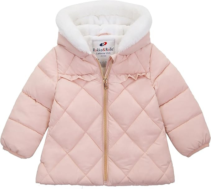 Rokka&Rolla Baby Girls' Water-Resistant Puffer Jacket Hooded Winter Coat with Soft Mini Fur Linin... | Amazon (US)