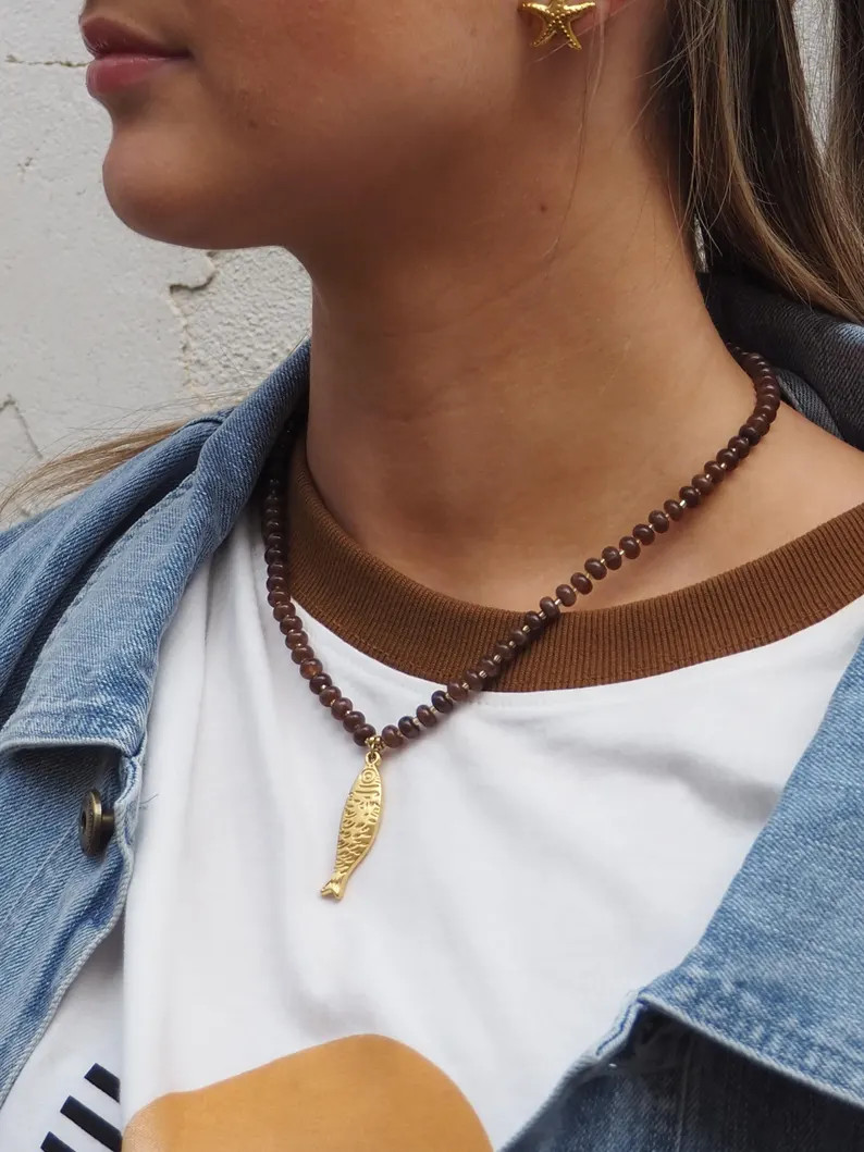 Fish Necklace - Brown | Etsy (Global)
