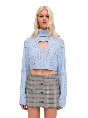 For Love & Lemons Women's Rebecca Heart Sweater, Blue, s | Amazon (US)