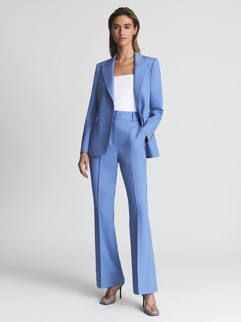 Reiss Blue Cora Regular Wide Leg Trousers | Reiss US