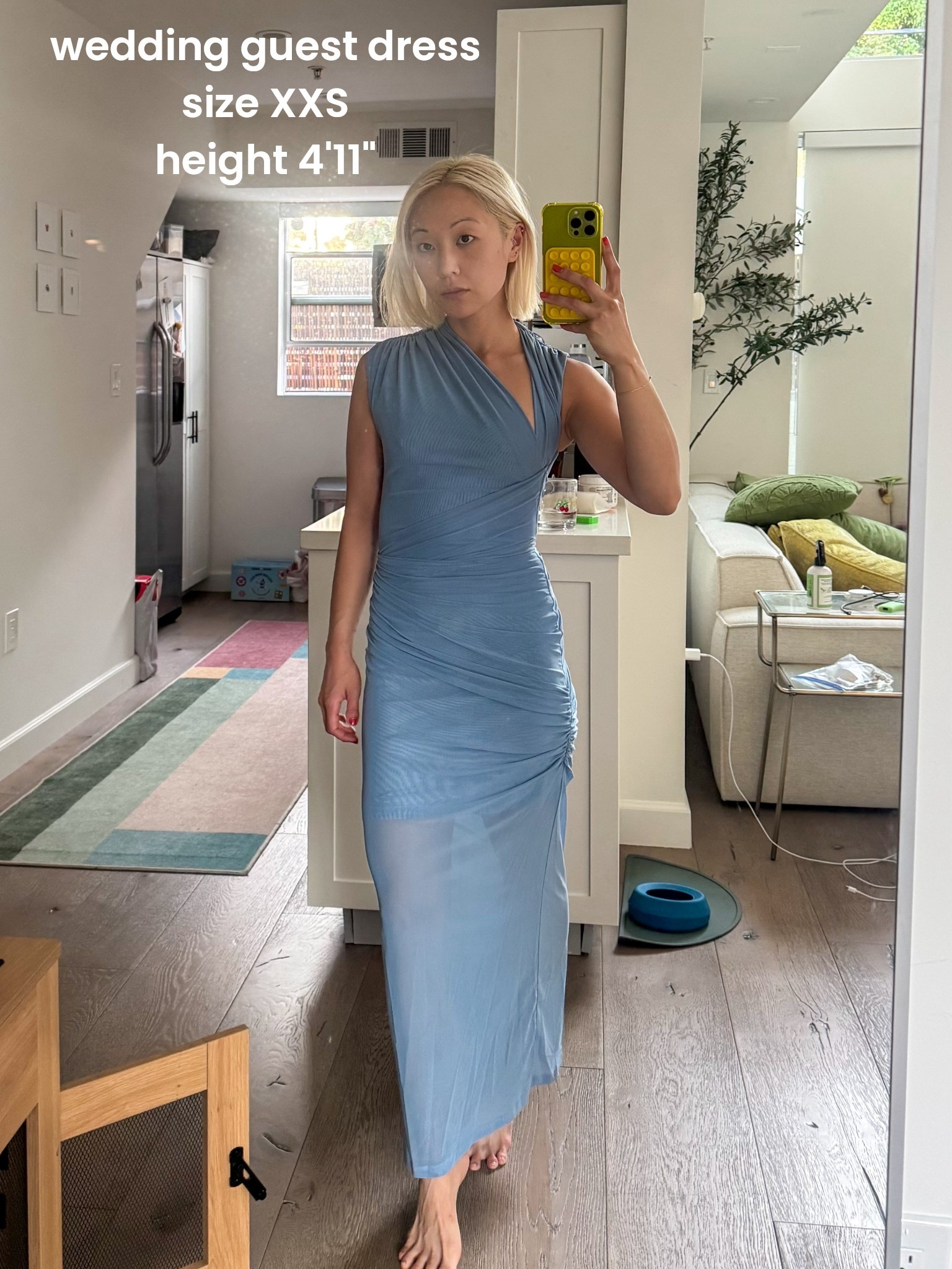 wedding guest dress perfect for petite sizes! wearing XXS, height is 4'11"