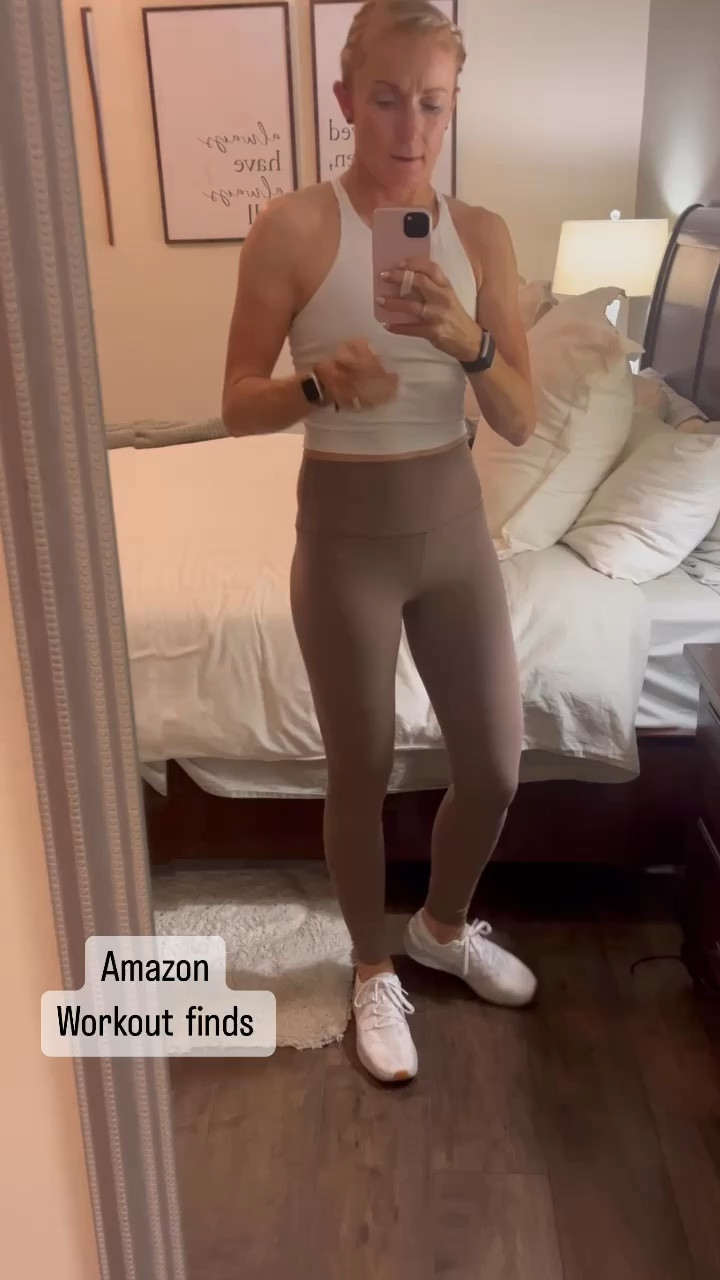 These leggings are so soft, and I have this top in 3 different colors! It’s the perfect fit with a built in bra (and the pads don’t move!!) paired them with my favorite nobull runners. #workout #gym #amazon #amazonfinds #leggings #gymoutfit #whitecamo #nobull #runners 

#LTKfitness #LTKActive #LTKover40