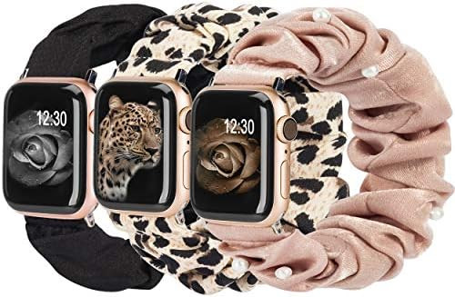 TOYOUTHS 3 Packs Compatible with Apple Watch Band Scrunchies 38mm Cloth Soft Pattern Printed Fabr... | Amazon (US)