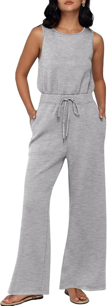 AUTOMET Womens Jumpsuits Fall Outfits 2023 New Casual Fashion Clothes Sleeveless Wide Leg Long Pa... | Amazon (US)