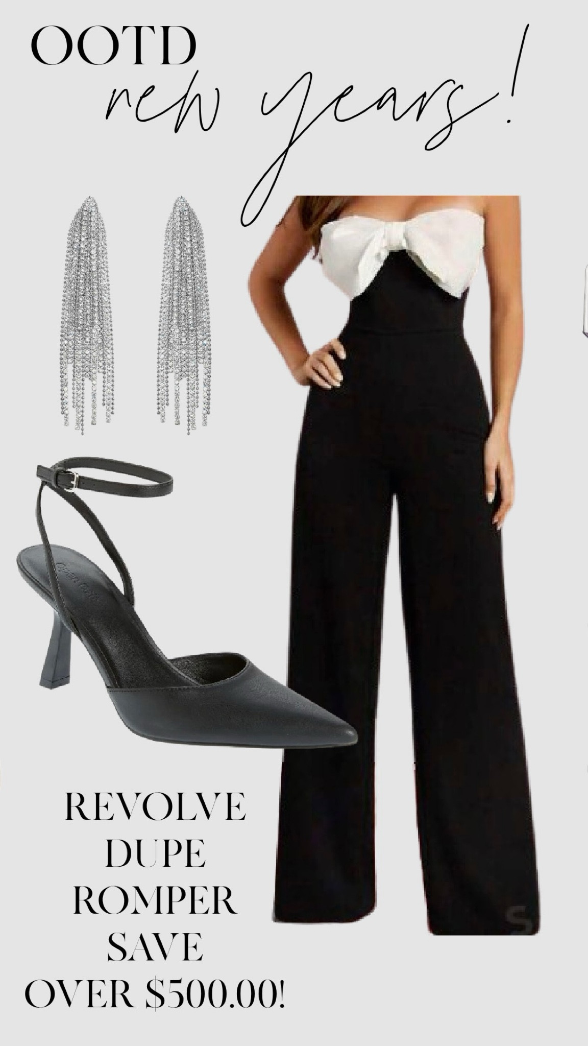 Ringing in the New Year in style without breaking the bank! 🎉 This chic black and white bow jumper is a Revolve dupe (obsessed!), paired with stunning pumps I scored at Nordstrom Rack and blingy dangly earrings from Amazon. Affordable, glam, and perfect for tonight’s festivities! ✨ Shop the look through my LTK! #NewYearsEveStyle #AffordableGlam #LTKHoliday

#LTKShoeCrush #LTKHoliday #LTKSaleAlert
