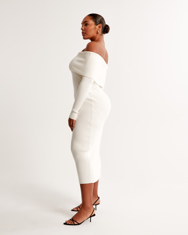 Women's Off-The-Shoulder Midi Sweater Dress | Women's Clearance | Abercrombie.com | Abercrombie & Fitch (US)