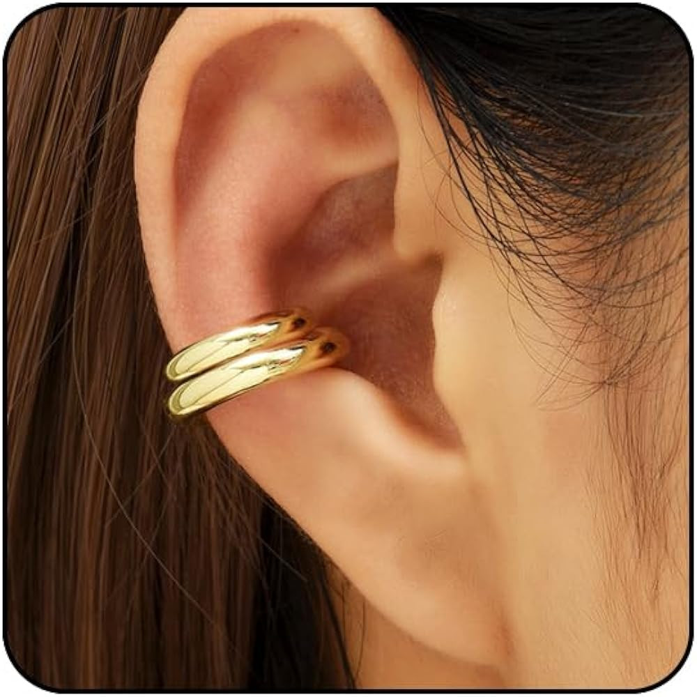 Silver Ear Cuffs for Women Non Piercing Cubic Zirconia Sparkling Huggie Ear Cuff Earrings Gold Cu... | Amazon (US)