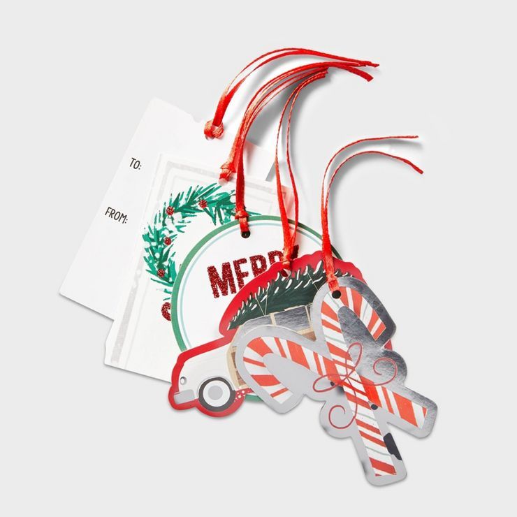 16ct Car/Wreath/Candy Cane/Merry and Bright Gift Tag - Wondershop™ | Target