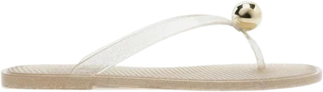 Womens Jelly Thong Flat Sandals Round Open Toe Slip on Flip Flop Slides Casual Summer Beach Sanda... | Amazon (US)