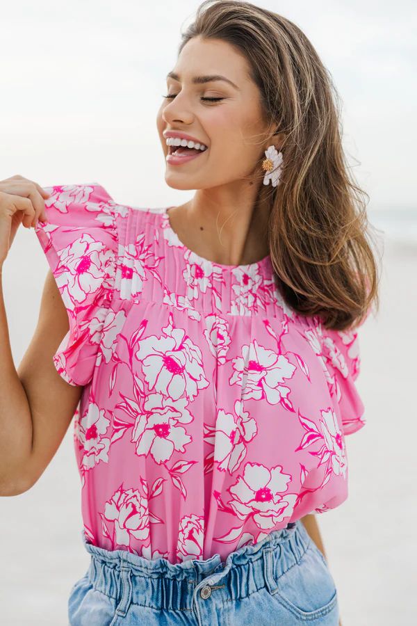 Clear Your Mind Pink Floral Blouse | The Mint Julep Boutique