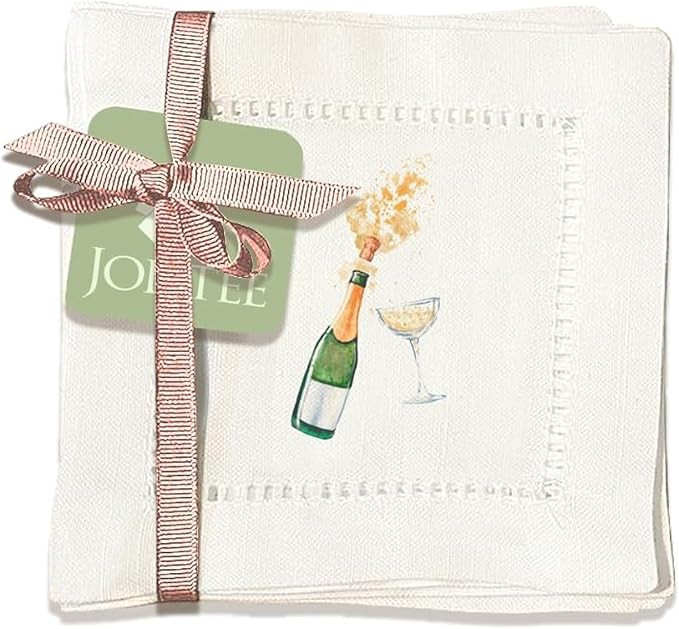 Jolitee Decorative Hemstitch Cocktail Napkins, 6"x6" Washable Linen-Like Cloth Napkins, Handmade ... | Amazon (US)