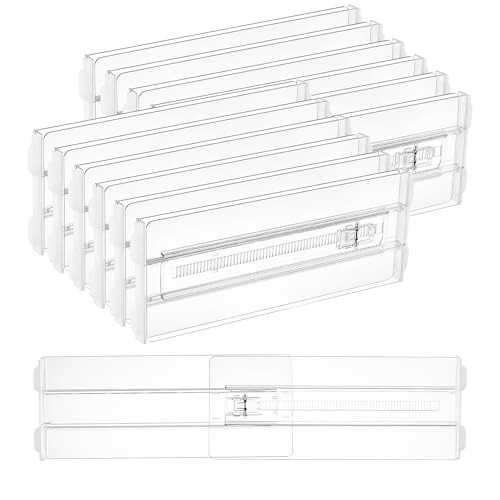 Vtopmart 12 Pack Drawer Dividers for Clothes, 4" High 10.2"-16.5" Adjustable Expandable Dresser Drawer Organizer, Clear Plastic Separators for Dresser, Baby Clothing, Underwear, Cosmetic, Toiletries | Amazon (US)