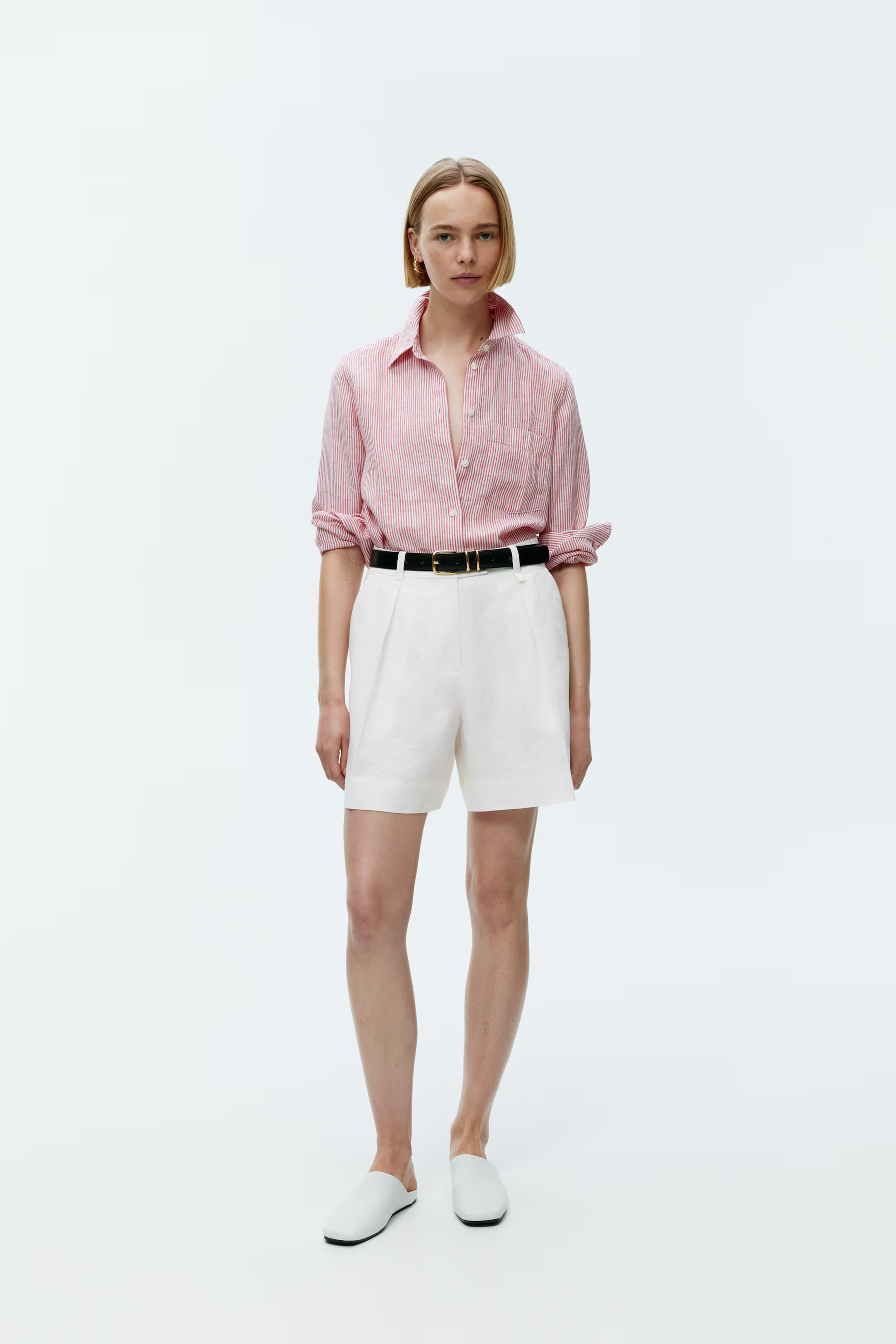 High Waist Linen Shorts | H&M (UK, MY, IN, SG, PH, TW, HK)
