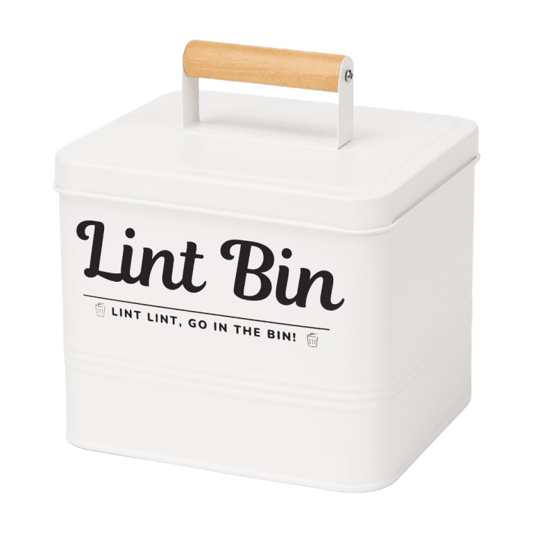 IvaSky Farmhouse Metal Lint Bin for Laundry Room, Trash Can with lid, Decor, Holiday Gift (White) | Walmart (US)