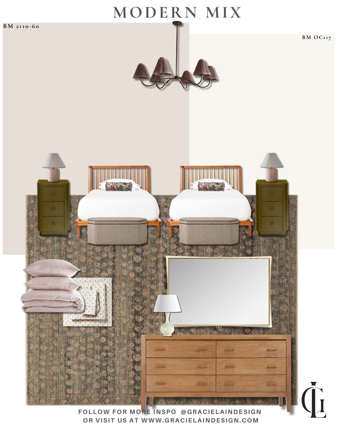 A WHIMSICAL MODERN MIX ✨
This twin bedroom is all about the mix—spindle beds, olive side tables, warm woods, brass lighting, and a fantastic moody floral rug that brings just the right dose of drama.
This sweet space blends modern + MCM + traditional, with a dash of whimsy to keep the room from feeling too serious.
It shows how a thoughtful mix of affordable pieces and a few special details can feel collected, intentional, and completely personal.
Come see the full room + sources at gracielaindesign.com 🤎
#BedroomDesign #TwinBedroom #MCMInspired #ModernTraditional #ModernBedroom #MidCenturyModern #BedroomInspiration #InteriorDesign #InteriorStyling #BudgetFriendlyDesign #AffordableDecor #MoodyInteriors #MoodyFloral #WarmWoods #BrassLighting #HomeDecor #CollectedHome #InteriorDesigner #DesignOnABudget #GracielainDesign 

 #LTKHome #LTKSaleAlert