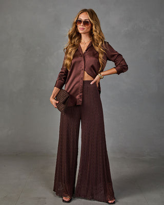 Mariah Lace Wide Leg Pants Brown / XS | VICI